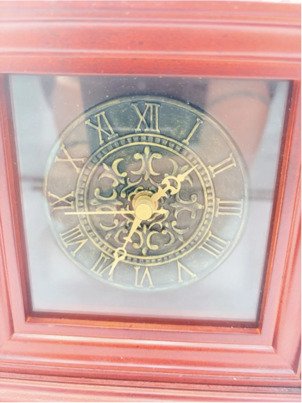 Bombay Company Mahogany Bookend Clock WORKS Brass Ornate 2004 Single Piece